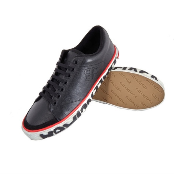 BALENCIAGA Men's Black Leather Match Sneakers NWOT - Picture 1 of 10